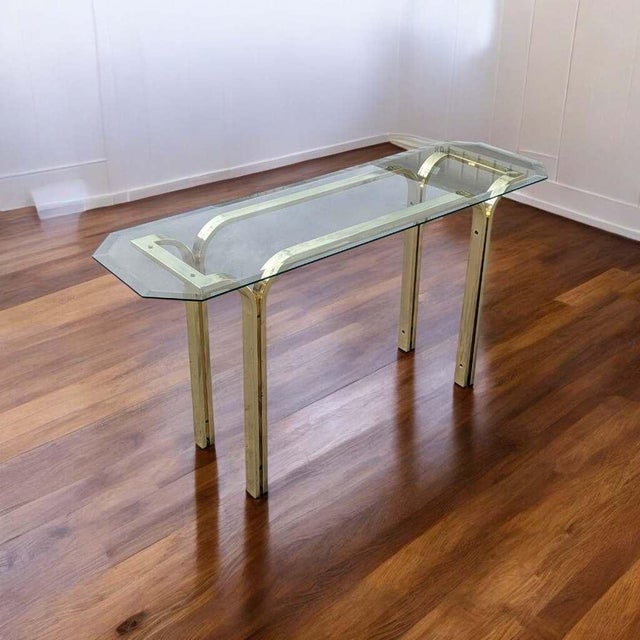 Vintage Brass and Glass Console Table, Mid-Century, Hollywood Regency For Sale - Image 13 of 13