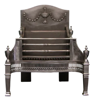 Polished Steel Fireplace Fire Grate, 1890