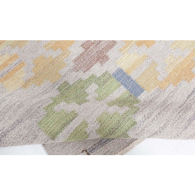 Doris Leslie Blau Vintage Swedish Flat Woven Rug by Judith Johansson For Sale - Image 4 of 10
