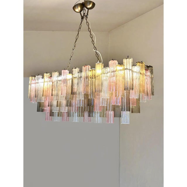 Huge Rectangular Tronchi Murano Glass Burnished Chandelier by Simoeng For Sale - Image 4 of 11