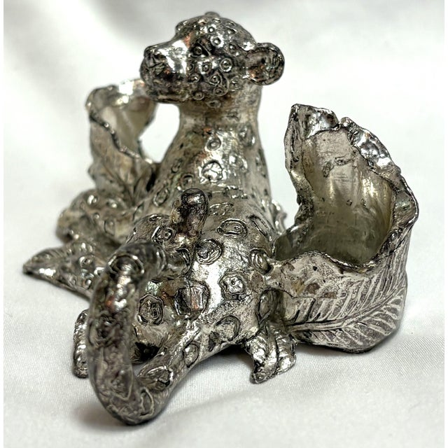 1998 Vintage Arthur Court Lounging Leopard Salt & Pepper Holder/ Candle Holder For Sale - Image 12 of 13