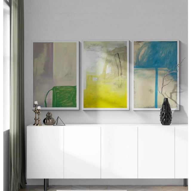 Contemporary Minimalist Abstract Painting With Green For Sale - Image 3 of 8