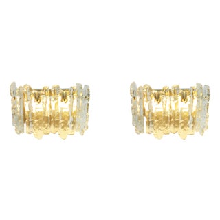 Vintage Sierra Ice Glass Wall Lights by Kalmar Vienna, 1970s, Set of 2 For Sale