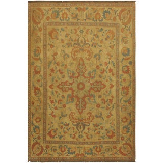 1980s 1980s Semi-Vintage Soumakh Tan Wool Rug - 7′7″ × 9′10″ For Sale