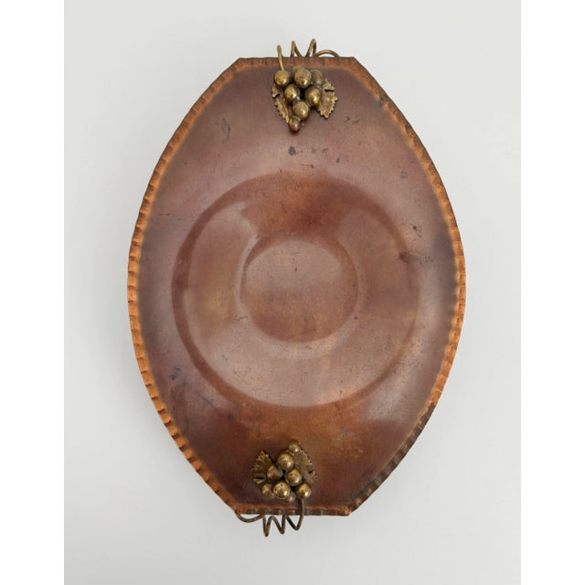 1970s Italian Copper & Brass Pedestal Bowl With Grape Handles For Sale - Image 4 of 10