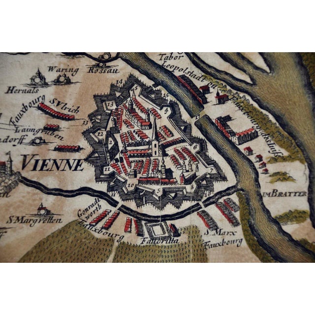 Vienna, Austria: A Large 17th Century Hand-Colored Map by Sanson and Jaillot For Sale - Image 10 of 12