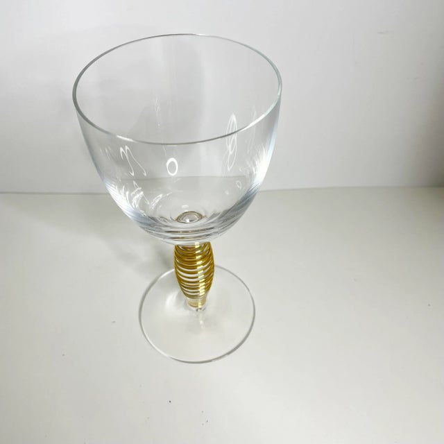 Rare Vintage Modern Kosta Boda Epoque Gold Spiral Stem Anna Ehrner Wine Glass Gorgeous line - beautiful glass. These...