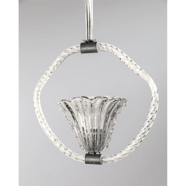 Mid-Century Modern Large Vintage Murano Glass Chandelier Art Deco Flower Shape Design by Barovier and Toso Italy 1940s For Sale - Image 3 of 9