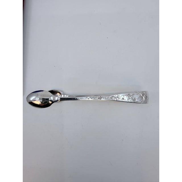Antique John Round and Sons Sterling Silver Coffee Spoons and Sugar Tongs w/ Case Circa 1905 - Set of Six For Sale - Image 9 of 16