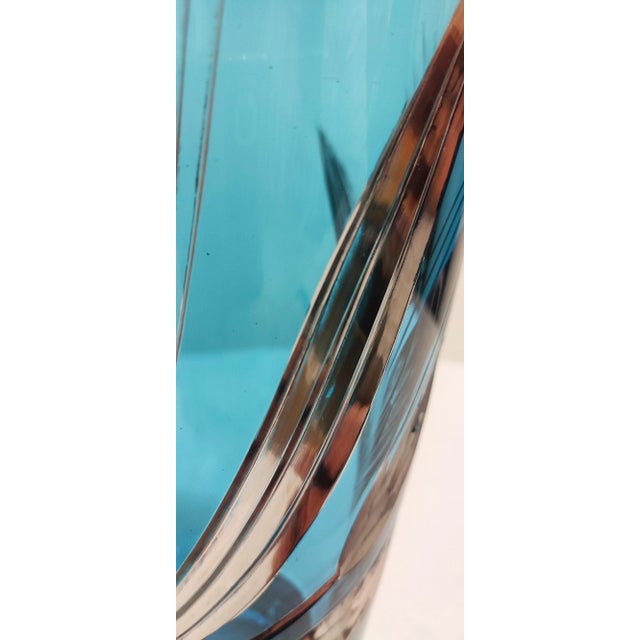 Boho Chic Blue & Silver Glass Vase, France, 1950s For Sale - Image 3 of 17