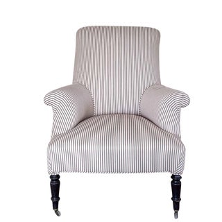 19th Century French Napoleon Chair, Ian Mankin Ticking Stripe Upholstery For Sale