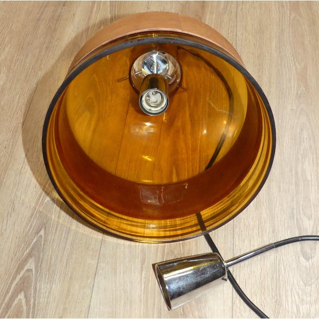 Super stylish ceiling lamp space age / panton era beautifully shaped glass dome thick, stable glass amber colored orange-...