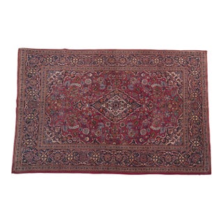 1940s Hand-Knotted Vintage Sarouk Rug in Rich Red Palette -4' 5'' X 6' 11'' For Sale