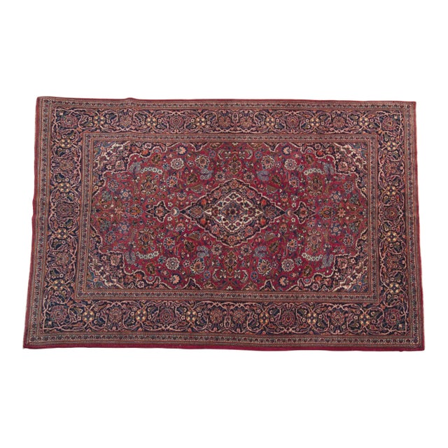 1940s Hand-Knotted Vintage Sarouk Rug in Rich Red Palette -4' 5'' X 6' 11'' For Sale