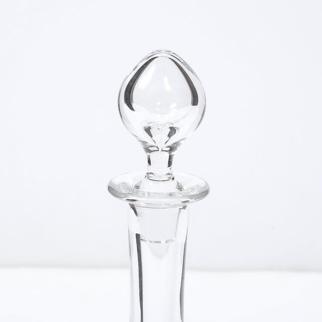 Glass Mid-Century Modernist Crystal Decanter With Drop Form Stopper Signed Baccarat For Sale - Image 7 of 12