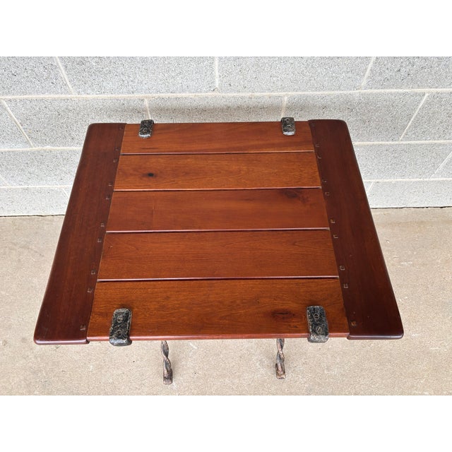Mid 20th Century Spanish Revival Style Cherry & Cast Iron Side/End Table For Sale - Image 5 of 7