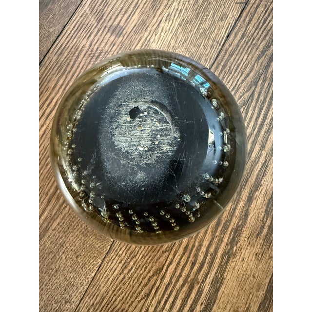 Glass 1960s Controlled Bubbles Black Mushroom Shape Bookend Paper Weight For Sale - Image 7 of 9