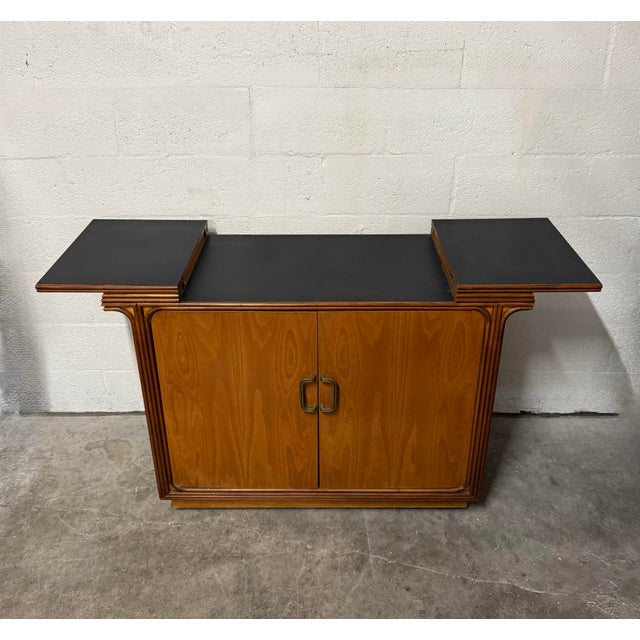 Mid-Century Modern Vintage MCM Flip-Top/Fold-Out Dry Bar on Casters For Sale - Image 3 of 8