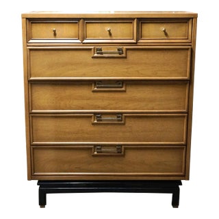 1960s American of Martinsville Mid-Century Highboy Dresser With Chinoiserie Style For Sale