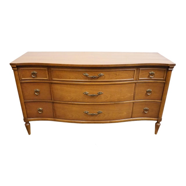 Neoclassical Bassett Furniture Centura Collection Solid Cherry Traditional Neoclassical 58" Triple Dresser 9-4132 For Sale - Image 3 of 13
