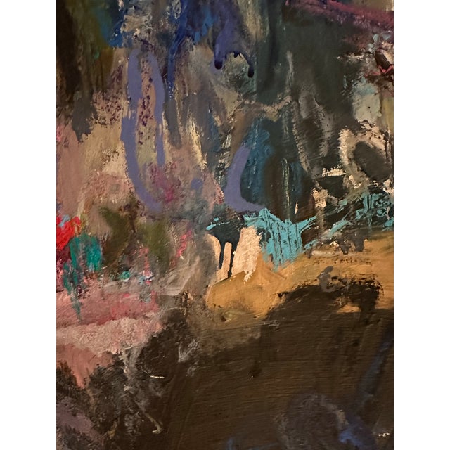 Blue Lush Abstract Painting Housed in Antique Frame For Sale - Image 8 of 9