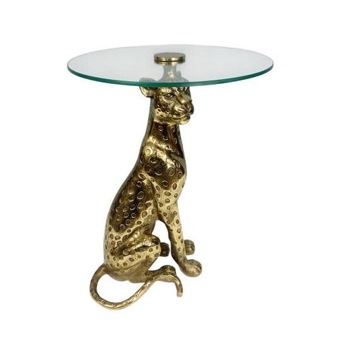 Hollywood Regency Leopard Side Table in Bronze For Sale - Image 6 of 8
