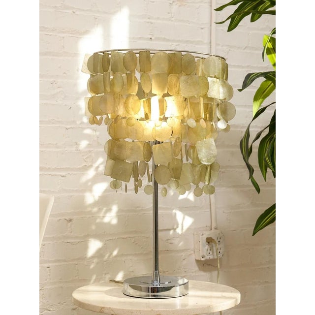 Verner Panton Styled After Verner Panton Capiz Shell Table Lamp For Sale - Image 4 of 7