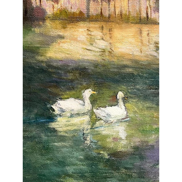 Henri Edouard Brosset, Pond with Ducks, Oil on Canvas For Sale - Image 6 of 13