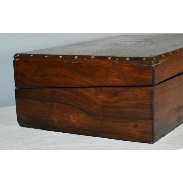 Antique Inlaid Mother of Pearl Rosewood Lap Desk For Sale - Image 9 of 13