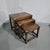 Very nice campaign nest of three tables, in overall very good colour and condition, inset corners and central brass...