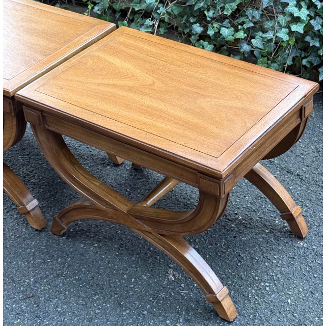 1970s Vintage Drexel Heritage Triune Collection End Tables / Benches - A Pair For Sale - Image 5 of 12