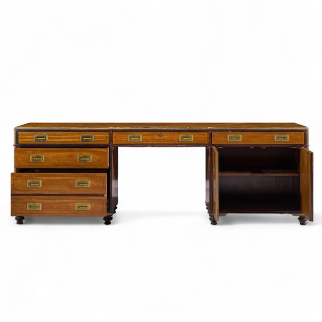 Wood Baker Furniture Campaign Style Brass Handle Credenza For Sale - Image 7 of 12