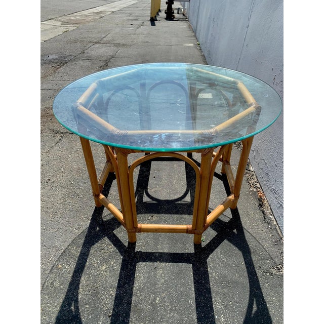 Wood Boho Rattan Coffee Side Table Chippendale Bamboo Palm Beach Chinoiserie For Sale - Image 7 of 9