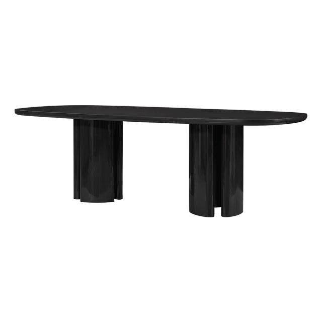 Zola Black Lacquer Oval Dining Table For Sale