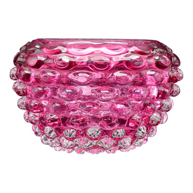 1970s Rare Pink Barovier E Toso Bugnato Vase For Sale