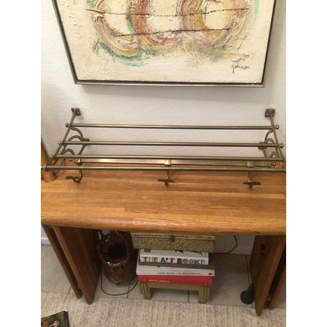 Brass Restoration Hardware Brass Wall Mount Suitcase and Coat Rack For Sale - Image 8 of 12