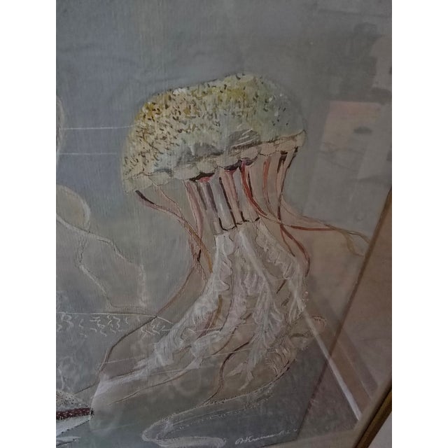 1950s 1950s Vintage Mid Century Modern Surrealistic Signed Painting For Sale - Image 5 of 8