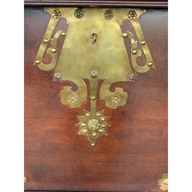 Late 19th Century Arts & Crafts Oak Sideboard with Dry Bar Top and Cupboard in Oak, Bronze & Brass For Sale - Image 13 of 18