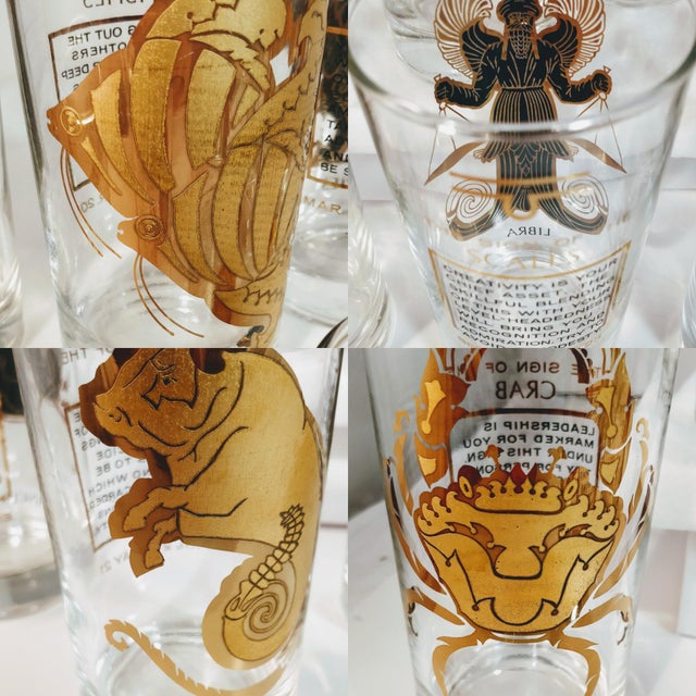 Vintage Gold Astrology Zodiac Sign Glasses Set of 12 Chairish