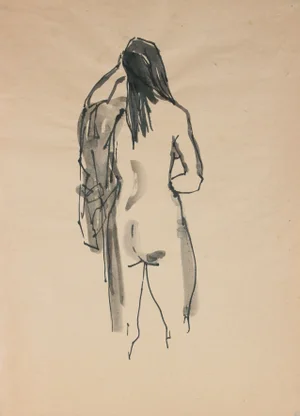 Draped Ink Wash Nude by R. Matteson