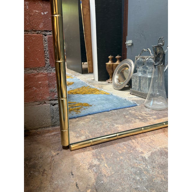 1970s Italian Mid-Century Brass Faux Bamboo Wall Mirror, 1970s For Sale - Image 5 of 6
