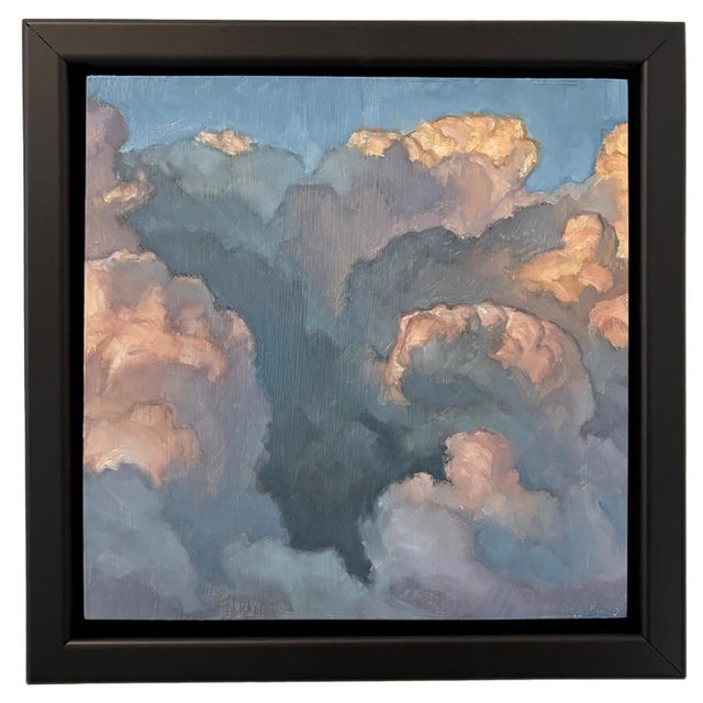 Cloud Composition 3 presents a dynamic interplay of soft, billowing clouds rendered in rich oil pigments. The warm hues of...