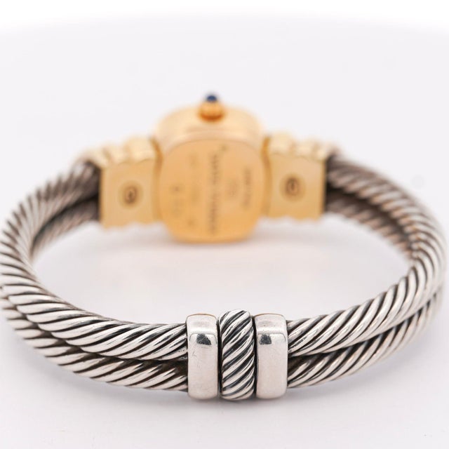 Metal David Yurman Mother of Pearl Diamond Bezel 18k Gold Silver Vintage 1990s Watch For Sale - Image 7 of 10