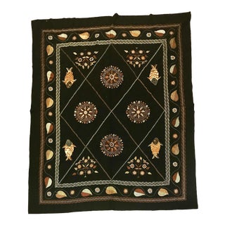 Vintage Embroidered Boho Tablecloth Handmade in Bangladesh For Sale