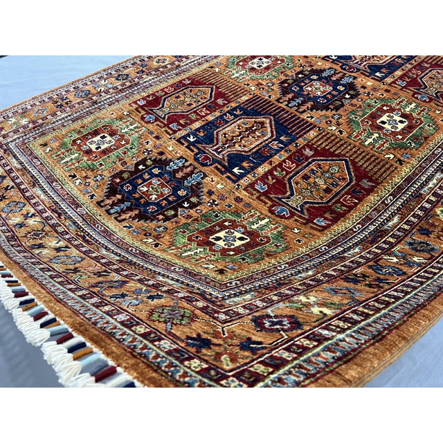 Rust Sultani Garden Panel Wool Rug, 5'10" X 8'1" For Sale - Image 12 of 13