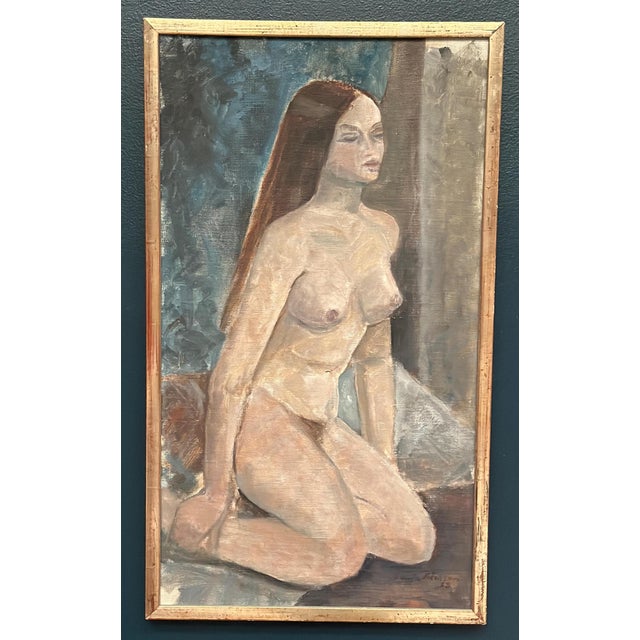 Mid-Century Modern Sonja Peterson, Seated Woman, 1963, Oil on Panel For Sale - Image 3 of 14