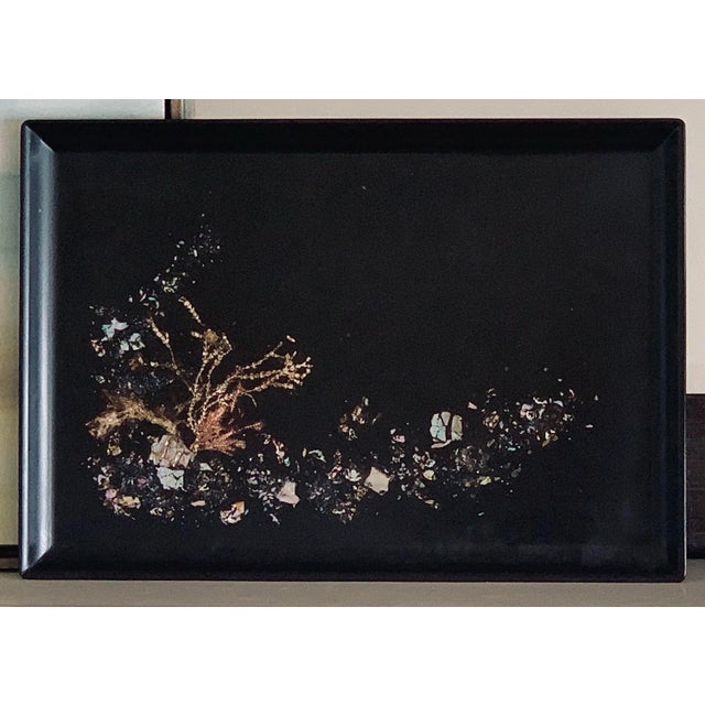 Rare Coastal, Nautical 1960’s ‘Seascape’ Coral Reef Classic Vintage Mid-Century Modern Couroc of Monterey Serving, Bar Tray For Sale In San Antonio - Image 6 of 11