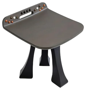 Pok Collection Hand Carved Solid Oak Stool with Inlaid Marble Gems by Soshiro, 2019