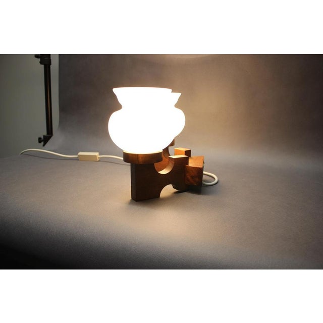 Czechoslovak Wooden Wall Lamp with Glass Shades from Valasske Mezirici, 1960s For Sale - Image 11 of 14