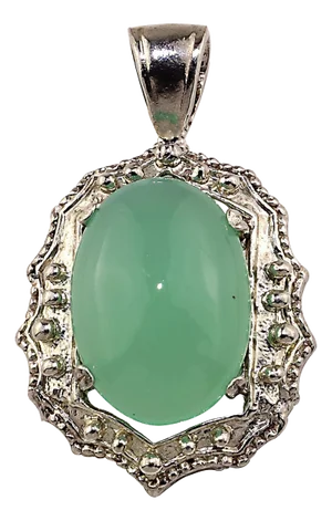 Glowing Translucent Cabochon Chrysophrase in Sterling Silver Pendant